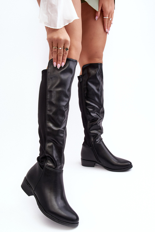 Women's Leather Knee-High Boots SBarski HY27098A Black