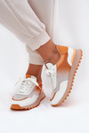 Leather Sports Shoes With Mesh Ladies Vinceza 66775 Orange