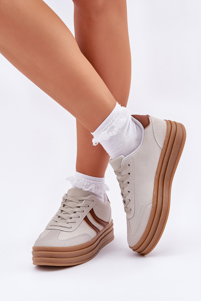 Modne Damskie Sneakersy Na Platformie Szare Doriwa