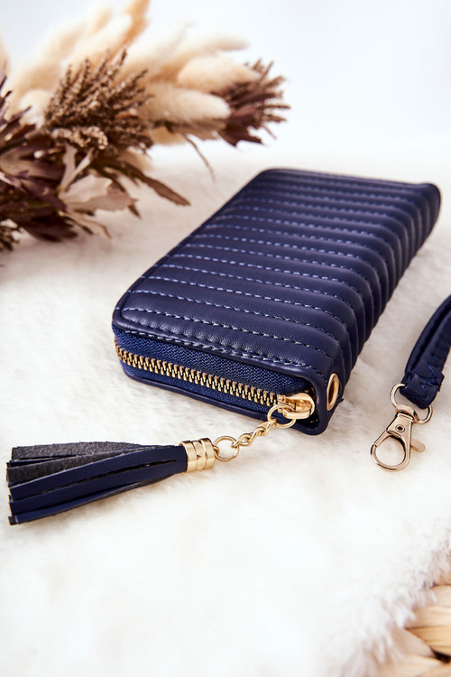 Quilted Wallet with Tassel Navy