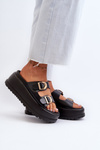 Women's Slides on Chunky Platform Black Mililena