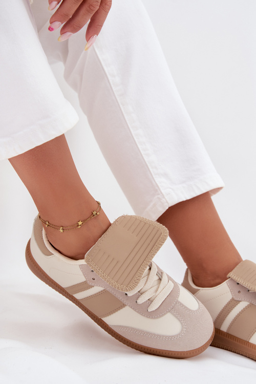 Low Women's Sneakers With Turned Tongue Beige Ardira