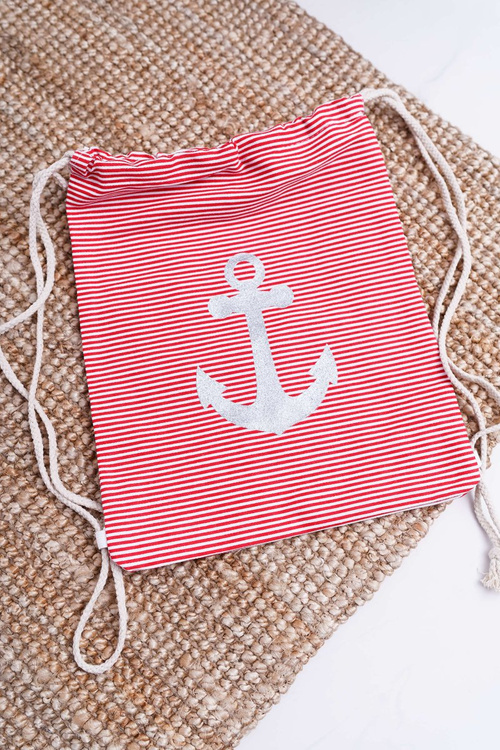 Women's Navy Handbag Red Beach Bag