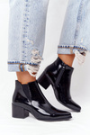 Women's Boots On A Block Heel Sergio Leone BT153 Patent Black