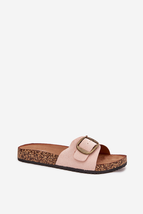 Women's sandals with buckle on cork platform pink Zavira