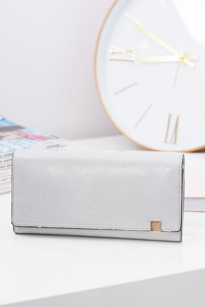 Large Ladies' Gray Fashionable Wallet Gold Lock