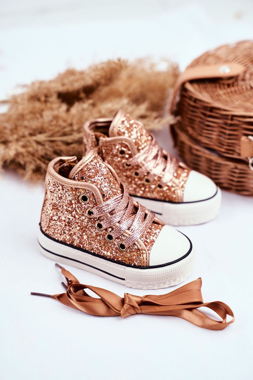 Children's Sneakers With Glitter Gold Ally
