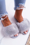 Women's Flip Flops with Fur Light Grey NiceFur