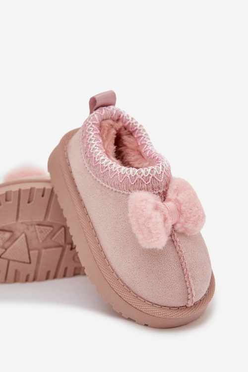 Children's Snow Boots With Embroidery And Bow Pink Daven