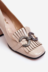Patent Leather Comfortable Pumps Beige Mercy 