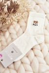 Patterned Women's Socks with Bear White