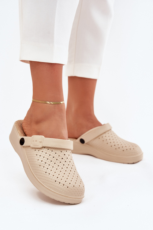 Damskie Chodaki Klapki Lekkie Piankowe Beżowe Faylina