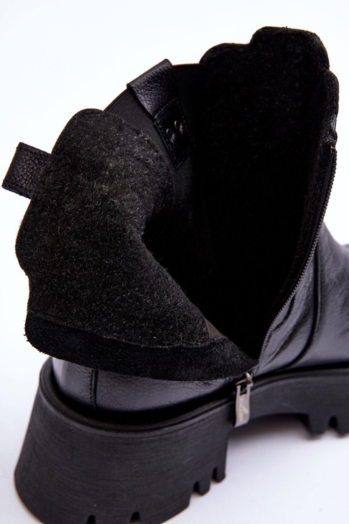 Leather Ankle Boots On Massive Platform Black Lisencca