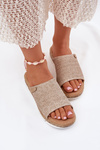 Ladies Wedge Sandals With Braiding Beige Norozi