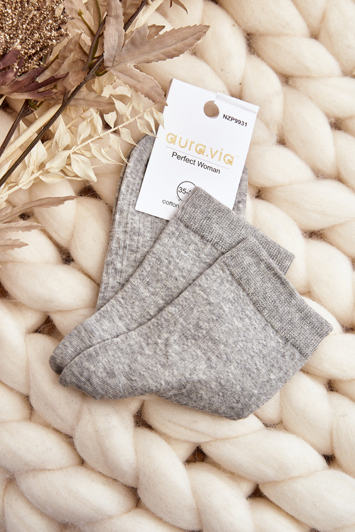 Women's Socks With Embossing Grey