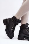 Women's Warm Lined Lace-up Boots Black Big Star MM274663