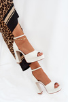 Ladies Sandals On Heel And Platform Eco Leather White Lomman
