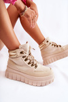 Fashionable Women's Boots On The Platform Beige Magnific