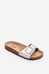 Women's Classic Slippers On Cork Soles Silver Noa