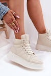 High Women's Sneakers On Platform Beige Tillive