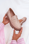 Ladies Patent Moccasins With Decoration Beige Nallae