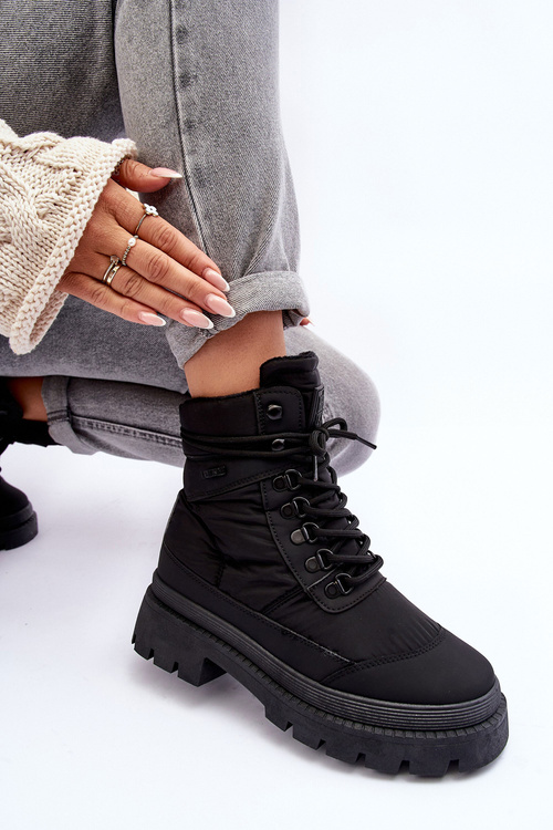 Women's Trapper Boots Warm On Platform And Flat Heels Big Star MM274340 Black