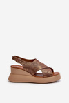 Women's sandals made of eco leather on platform and wedge copper Vaiara