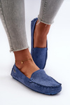Women's Blue Perforated Moccasins Rasirna