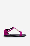 Women's Flat Sandals with Gold Embellishment Vinceza 17321 Fuchsia