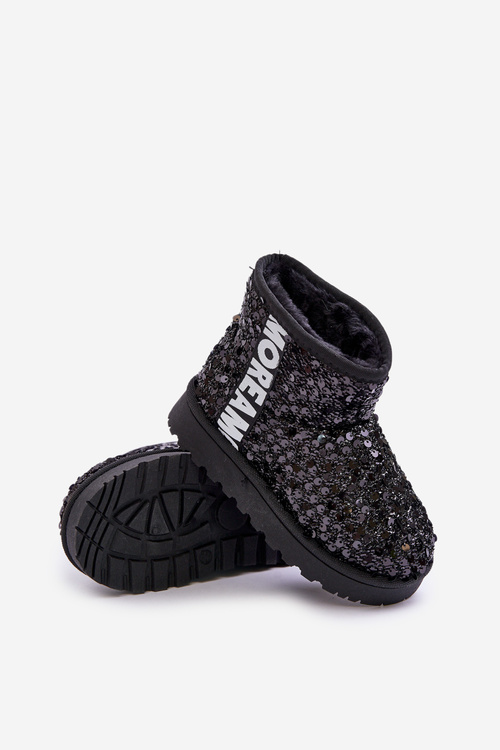 Children's Snow Boots Botki Ocieplane with Sequins Black Rebbica