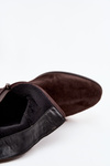 Women's Boots Made of Natural Suede on Block Heel Lined D&A CR52-651 Chocolate