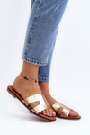 Women's Pink Gold Cut-Out Sandals Lumossa