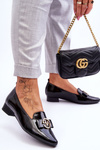 Patent Low Heel Loafers Black Asselia