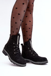 Women's Suede Slip-On Boots with Black Embellishment Plesca