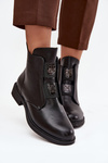 Women's Insulated Ankle Boots Low Heel Decorations Black Tavressa