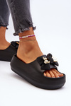 Women's Foam Flip Flops with Bow Black Salessa