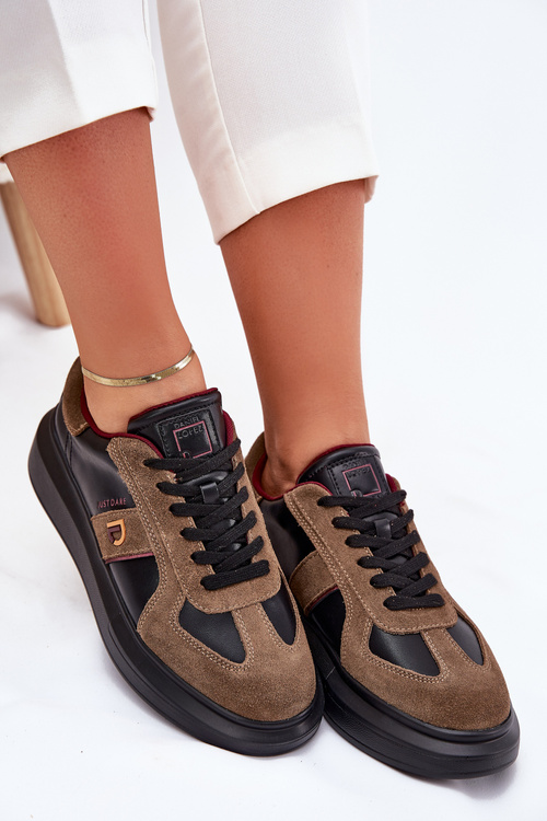 Womens Leather Sneakers On Platform Daniel Lopez Just Dare SS2D4001 Black