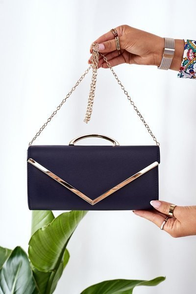 Elegant Clutch Bag With Chain Dark Blue