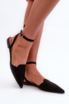 Lace-up ballet flats in faux suede with pointed toes Black Ellesara