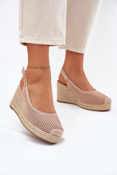 Womens wedge sandals with braiding pink Tulliata