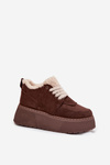 Women's Snow Boots On Platform With Shearling Type Lamb Brown Luma