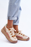 Women's Suede Sports Shoes on Platform Beige Rohan