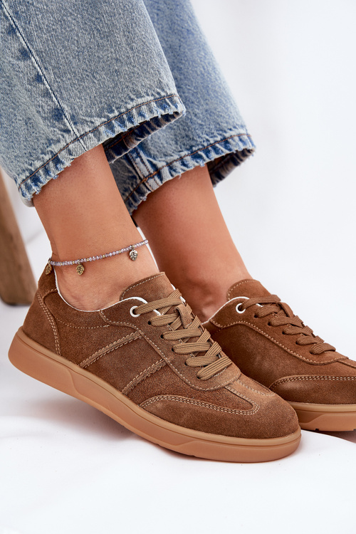 Brown Suede Low Sneakers Women Paliana