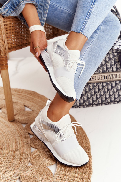 Women’s Sport Shoes Sneakers White-Silver Netta