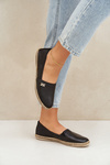 Espadryle Damskie Eleganckie Skóra Naturalna Czarne Zazoo 10177