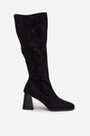 Women's Block Heeled Boots with Stitching Black Celandine