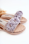 Women's Slippers With Material Flowers Grey Susana