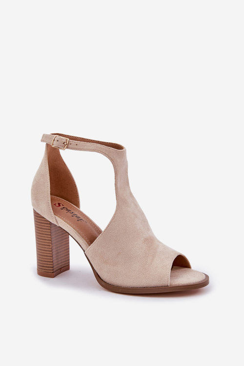 Heeled Sandals Made Of Eco Suede Light Beige Lanadriena