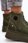 Leather Boots On Massive Platform Maciejka 06309-24 Olive