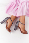 Leather Sandals On Block Heel Laura Messi 1916 Brown